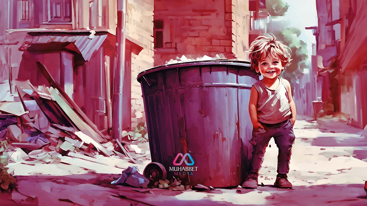 Hep aynı çöp kuıtusunun yanında bekleyen çocuk…