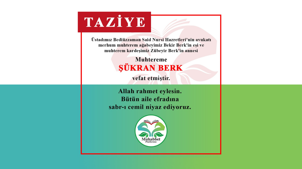 Bekir Berk'in muhtereme eşi Şükran Berk vefat etti