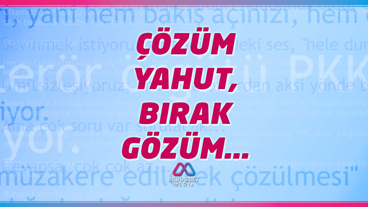 Çözüm yahut, bırak gözüm...